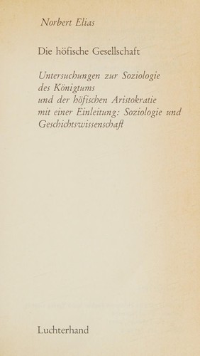 Die hofische Gesellschaft