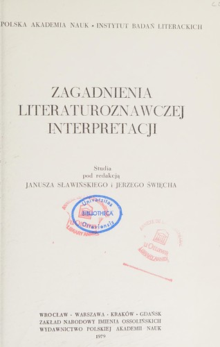 Zagadnienia literaturoznawczej interpretacji