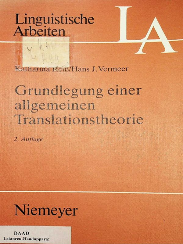 Grundlegung einer allgemeinen Translationstheorie
