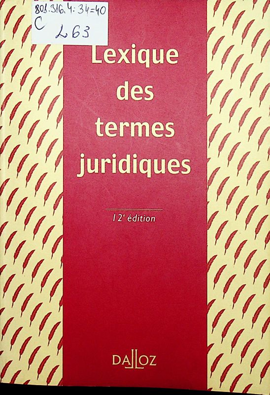 Lexique des termes juridiques