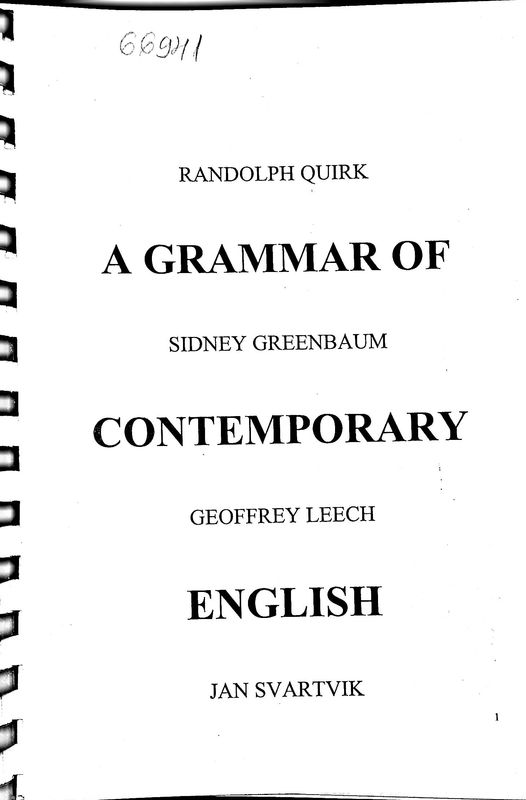 A Grammar of Contemporary English