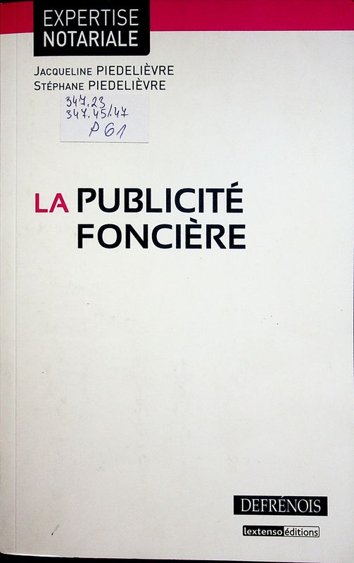 La publicite fonciere