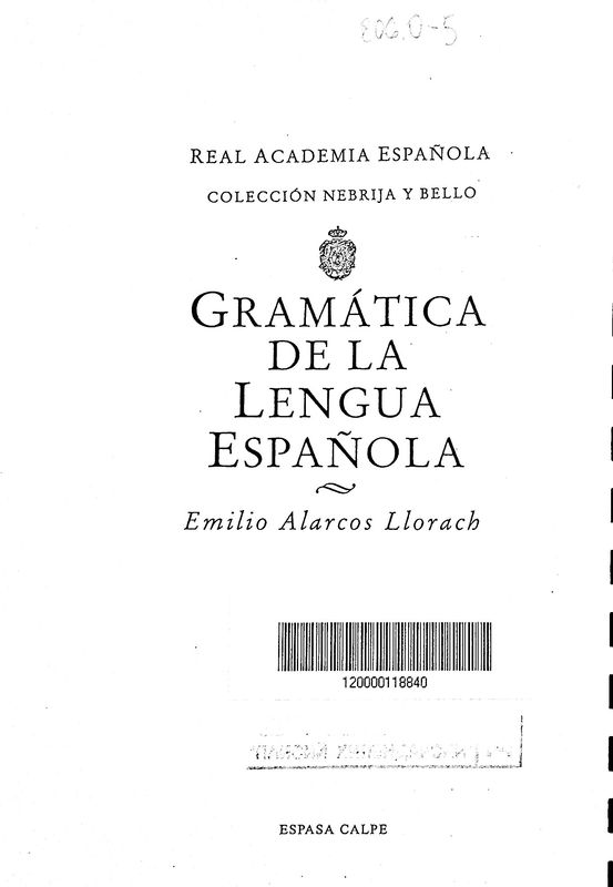 Gramatica de la Lengua Espanola