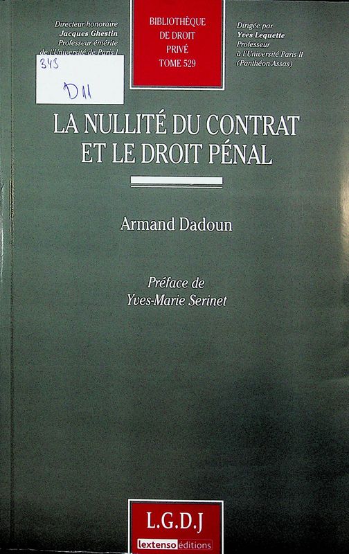 La nullite du contrat et le droit penal