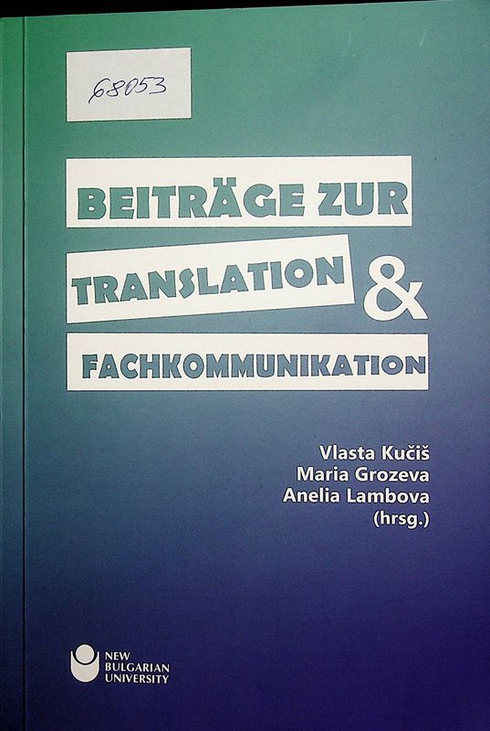 Beitrage zur Translation und Fachkommunikation