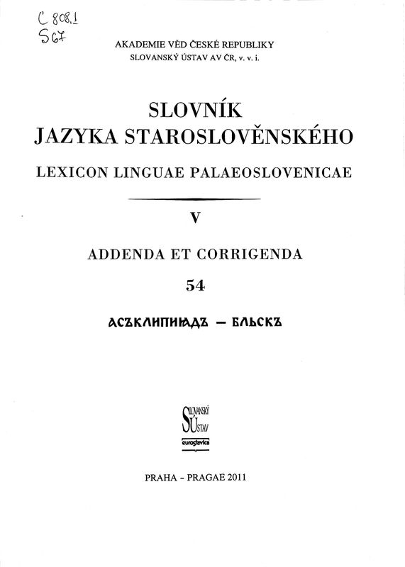 Slovnik jazyka staroslovenskeho