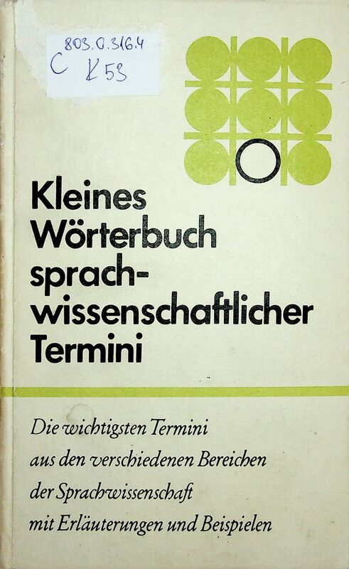 Kleines Worterbuch sprachwissenschaftlicher Termini