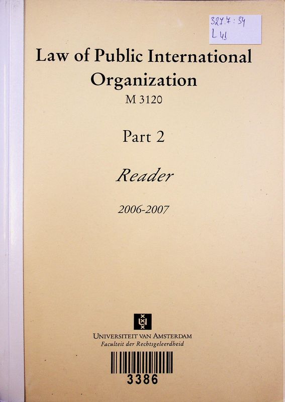 Law of Public International Organization M 3120